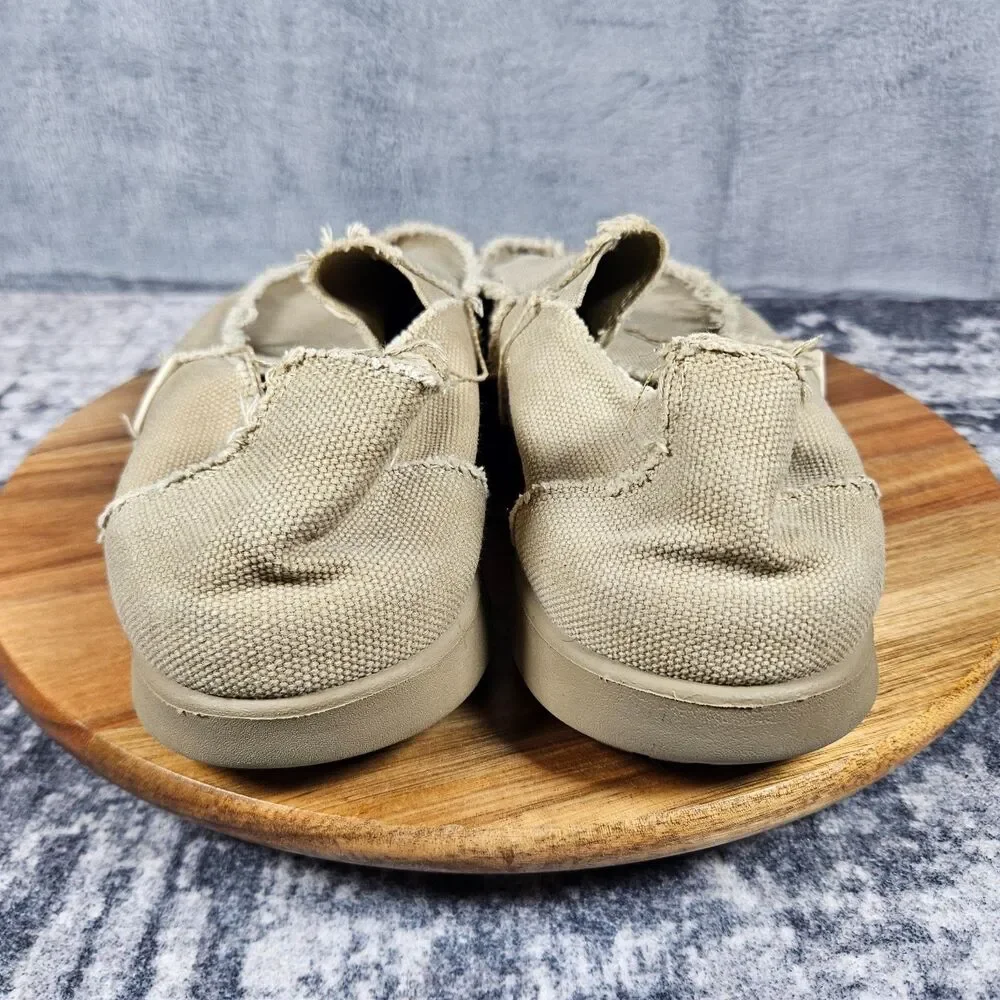Crocs Santa Cruz Shoes Mens 12 Khaki Beige Canvas Slip On Loafers Comfort Preppy
